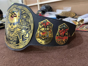 Cinturón de Campeonato Mundial de Peso Pesado W-W-F Personalizado con Diseño de Calavera y Piedra, 2 mm – Placas Metálicas Chapadas en Oro, Correa de Cuero - Product Image 6