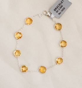 High Quality Multi Color Gemstone <b>Charm</b> <b>Bracelet</b> Jewelry 925 Sterling <b>Silver</b> Rainbow Lab Grown Sapphire 14K Gold Plated Women's - Product Image 1