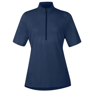 Polo à rayures Luck Panther, col montant, style esthétique, vêtements de sport de tennis pour femmes, t-shirts polo à demi-fermeture éclair sur le devant, hauts de sport décontractés courts - Product Image 1