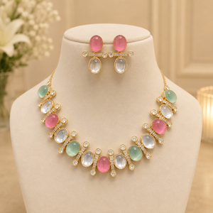 Conjunto de Collar y Aretes Clásicos de Latón Chapado en Oro Rosa con Circonitas, Diseño de Alta Calidad, Regalo para Bodas y Fiestas, Colección para Mujer - Product Image 2