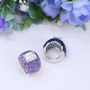 Royal Premium Quality Brass <b>Silver</b> Plated Moissanite Stone Look <b>Adjustable</b> Trendy Wedding <b>Ring</b> for Women - Product Image 5