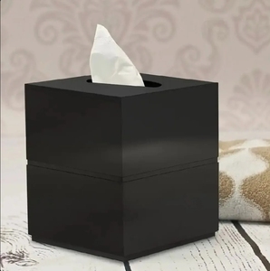 Boîte à mouchoirs en bois noir en gros, distributeur carré de mouchoirs, accessoire moderne pour salle de bain, fourniture hôtelière - Product Image 2