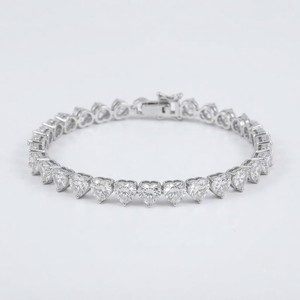 <b>Heart</b> Cut Moissanite Tennis <b>Bracelet</b> 925 <b>Sterling</b> <b>Silver</b> Claw Setting Women's Classic Wedding Jewelry - Product Image 1