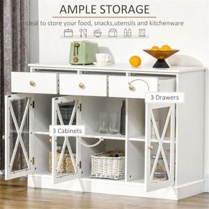 Aparador de Cocina Ecológico de Madera y Aluminio, Mueble de Almacenamiento para Sala de Estar, Comedor y Entrada, Mueble de Barra de Café con Múltiples Funciones - Product Image 2