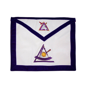 Tablier maçonnique réversible de qualité supérieure pour ancien Grand Prêtre et Ancien Maître Illustre, avec bordure en velours violet et rouge - Product Image 2