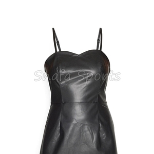 Vestido de Cuero de Oveja hasta la Rodilla con Logotipo Personalizado para Mujer/Vestido de Cuero de Cordero de Alta Costura/Vestido de Nuevo Diseño para Mujer - Product Image 6
