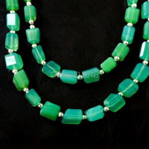 Natural Chrysoprase Faceted Tumble Gemstone Beads Wholesale Chrysoprase Loose Nuggets Beads 5x7-6x8MM 8 Inch For Jewelry Making - Product Image 1