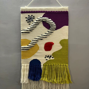 New Design Hand Knotted Abstract Wall Hanging Rug | Handmade Woven Macrame Tapestry Modern Boho <b>Decor</b> Wall Hanging -28 - Product Image 1