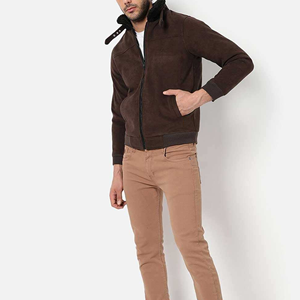 Blouson bomber pour homme avec doublure en fausse fourrure, fermeture éclair, vêtement d'hiver décontracté, coupe classique - Product Image 3