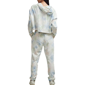 Full <b>Zip</b> Crop Top Hoodie Sweatpants Two-Piece Matching Tracksuit Set Women 100% Polyester Fleece Plus Size Windproof Breathable - Product Image 2