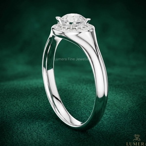 Bague de fiançailles de luxe en diamant de laboratoire avec halo, taille brillant rond, plaqué or 18 carats, pour femme, certifiée IGI - Product Image 3