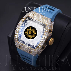 Reloj Automático de Cuarzo para Hombre con Correa de Goma Azul y Caja con Diamantes, Suministro Directo de Fábrica, con Esfera de CRISTAL DE ZAFIRO - Product Image 3