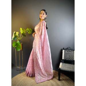 Sari de noche de diseñador para fiestas con Bordado de hilo de lentejuelas - Product Image 4