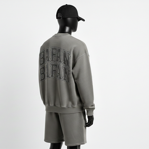 Conjunto de Sudadera y Pantalones Cortos de Felpa de Algodón de Lujo para Hombre, Tejido Grueso, Estilo Urbano, Sudadera con Logotipo Personalizado con Estampado Puff - Product Image 5