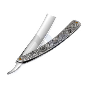 Navaja de Afeitar Recta de Acero Inoxidable Premium con Cuero de Primera Capa para Barbería y Cuidado Personal en Casa y Salón - Product Image 1
