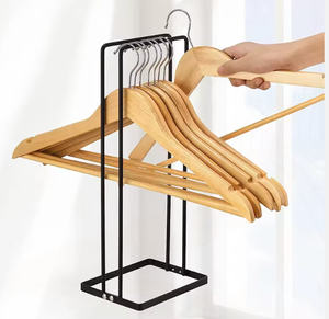 Black Metal Hanger Organizer Rack <b>Standing</b> Closet Storage Holder for Wooden Clothes Hangers Home Wardrobe Display - Product Image 3