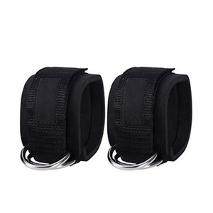 Sangles de cheville pour musculation en Spandex et Nylon de haute qualité, unisexe, avec logo personnalisé, anneau en D, réglables, respirantes, antidérapantes, solides, pour la gym - Product Image 1