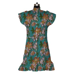Cotton Block Print <b>Short</b> Sleeveless <b>Top</b> <b>Tunic</b> Vintage Style Summer Tank <b>Top</b> For Women And Girls <b>Short</b> Length Smock Casual Wear - Product Image 6