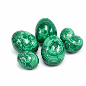 Huevo de masaje de malaquita natural, piedra curativa de cristal de malaquita verde rayada para Reiki, meditación, energía, decoración, venta al por mayor - Product Image 1