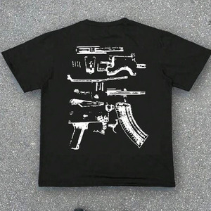 T-shirts pour hommes en coton 100% avec impression graphique vintage DTG, coupe et couture personnalisées, épaules tombantes, lavage à l'acide - Product Image 5