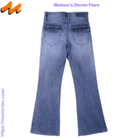 Jean décontracté pour femme, coupe évasée, taille haute, avec double bouton, poche arrière à rabat et détails rivets