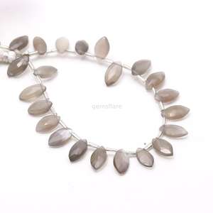 Cuentas de piedra lunar gris natural facetadas en forma de marquesa de 7x12-8x13 mm, cuentas de piedras preciosas sueltas talladas a mano para la fabricación de joyería al por mayor. - Product Image 2