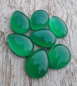 5 cabochons en onyx vert, pierres précieuses en forme de poire et de goutte d'eau, pierres polies de haute qualité pour la fabrication de bijoux, vente en gros - Product Image 5