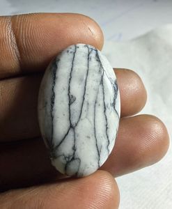 Cabochon de Jaspe Pinolithe Naturel, Pierre Précieuse en Cristal pour Création de Bijoux, Fourniture de Pierres de Guérison, Blanc et Noir - Product Image 3