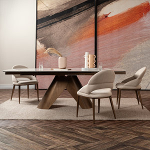 Ensemble de table à manger moderne avec 4 chaises rembourrées, plateau en bois extensible, design mid-century pour meubles de maison - Product Image 1