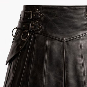 Kilt de cuero auténtico negro para hombre con ribete de piel sintética, falda de cuero estilo vikingo, kilt de guerrero gótico hecho a mano - Product Image 5