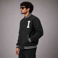 Veste de baseball Letterman OEM personnalisée en laine avec manches en cuir, veste d'équipe universitaire pour hommes, broderie de logo, veste universitaire