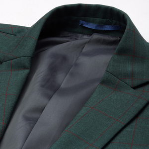 Traje de Negocios Estilo Británico para Hombre, Mezcla de Lana y Poliéster, Verde Oscuro a Cuadros, Cuello de Solapa con Muescas, Ropa Formal - Product Image 5