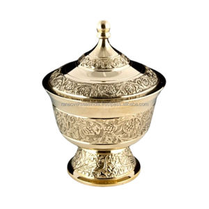 Traditional Luxury Handmade Brass <b>Bowl</b> <b>Sugar</b> Chocolate Candy and Dry Fruit Metal Container With Engraved Design at Best Price - Product Image 3