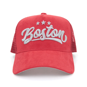 Gorras de malla personalizadas al por mayor para hombre con logo bordado, gorra de béisbol trucker de 5 paneles con cierre a presión, gorra trucker clásica de gamuza - Product Image 5