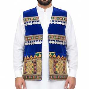 Chaleco Afgano Clásico para Hombre, Hecho a Mano, Transpirable, de Secado Rápido, de Lana, Informal, sin Mangas, Cómodo, para Otoño, con Encaje, Tradicional, para Mehndi - Product Image 1