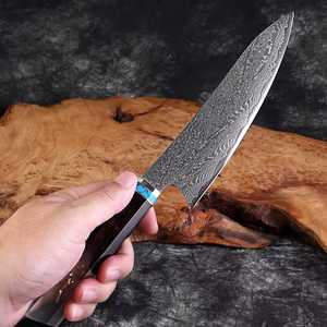 Cuchillo de Chef de Acero de Damasco Ecológico Hecho a Mano con Mango de Resina, Acabado de Alto Brillo, Apto para Lavavajillas, Fabricante OEM ODM - Product Image 2