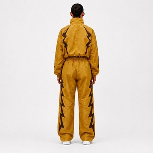 Nylon Black Full Sports Tracksuit <b>Set</b> with Athletic Jacket and Pants for Training Fitness Running Gym Workout and Outdoor Wear - Product Image 2
