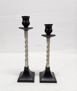 Customized Antique Farmhouse Metal Wood Candlestick Holder <b>Set</b> with Jars Lanterns for Home Decor for <b>Christmas</b> Birthday Parties - Product Image 3