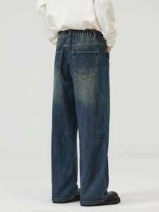 Jean vintage homme coupe large en denim délavé, taille mi-haute, style streetwear - Product Image 5