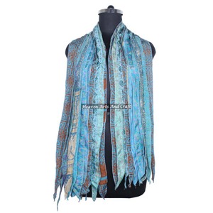 <b>Vintage</b> Long <b>Silk</b> Saree 10 Strips Patti <b>Scarves</b> Stole Girls SC032 Trendy Indian Sari Patches Reversible <b>Scarf</b> Colorful - Product Image 4