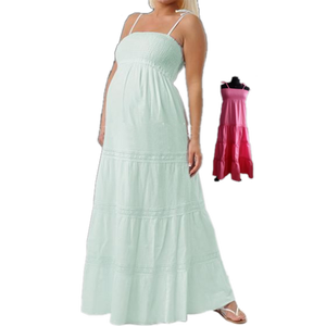 เดรสยาวคอตตอนออร์แกนิคไม่มีสายหนังพิมพ์ลายดอกไม้1ชิ้นเป็นมิตรกับสิ่งแวดล้อมปรับแต่งได้ - Product Image 1