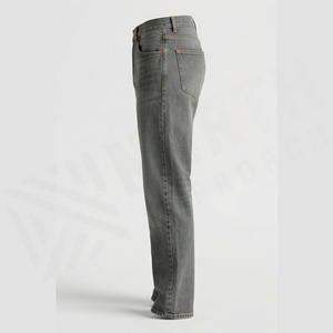 Jean en denim délavé coupe droite pour homme, taille haute, coupe régulière, en coton, style décontracté, pantalon d'automne - Product Image 3