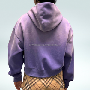 Streetwear personnalisé unisexe surdimensionné Baggy Boxy français éponge pull sweat Vintage délavé à l'acide blanc recadrée à capuche hommes - Product Image 4