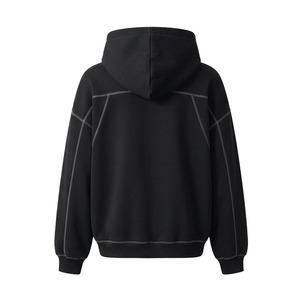 Streetwear Zip <b>up</b> Hoodie Custom Logo Blank Casual Winter Heavyweight Boxy Fit Contrast Stitch Sweatpants 350GSM <b>Brushed</b> Fleece - Product Image 2