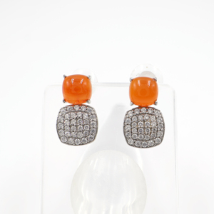 Ensemble de boucles d'oreilles pendantes en argent sterling 925 avec calcédoine orange naturelle, plaqué rhodium, style punk pour femmes, cadeau d'anniversaire, bijoux fins - Product Image 5