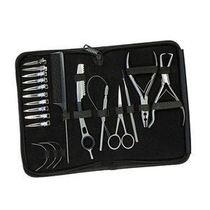 Kit d'outils pour extensions de cheveux, pinces professionnelles en acier inoxydable, ciseaux, peigne, clips, aiguille à boucle, perles, ensemble pour extensions de cheveux - Product Image 1