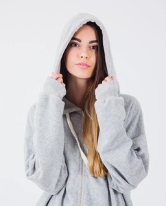 Sudadera con capucha para mujer, manga larga, tejida, de color sólido, transpirable, para otoño - Product Image 1