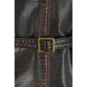 <b>Men's</b> Vintage Genuine <b>Leather</b> V-neck <b>Waistcoat</b> With Button Closure And Pockets Autumn Outer Wear - Product Image 6