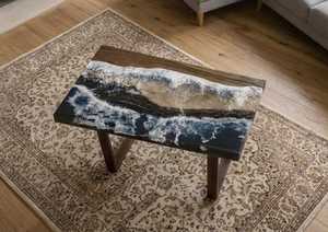 Designer Ocean Wave <b>Epoxy</b> <b>Resin</b> Coffee <b>Table</b> Solid Wood Live Edge Handmade Center <b>Table</b> Modern Luxury Home Furniture - Product Image 2