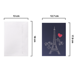 Tarjeta Pop-Up 3D al por Mayor con Temática de Amor, Diseño Floral de Pareja en la Torre Eiffel, Tarjeta de Felicitación Hecha a Mano para el Día de San Valentín, Arte de Recorte de Papel - Product Image 2